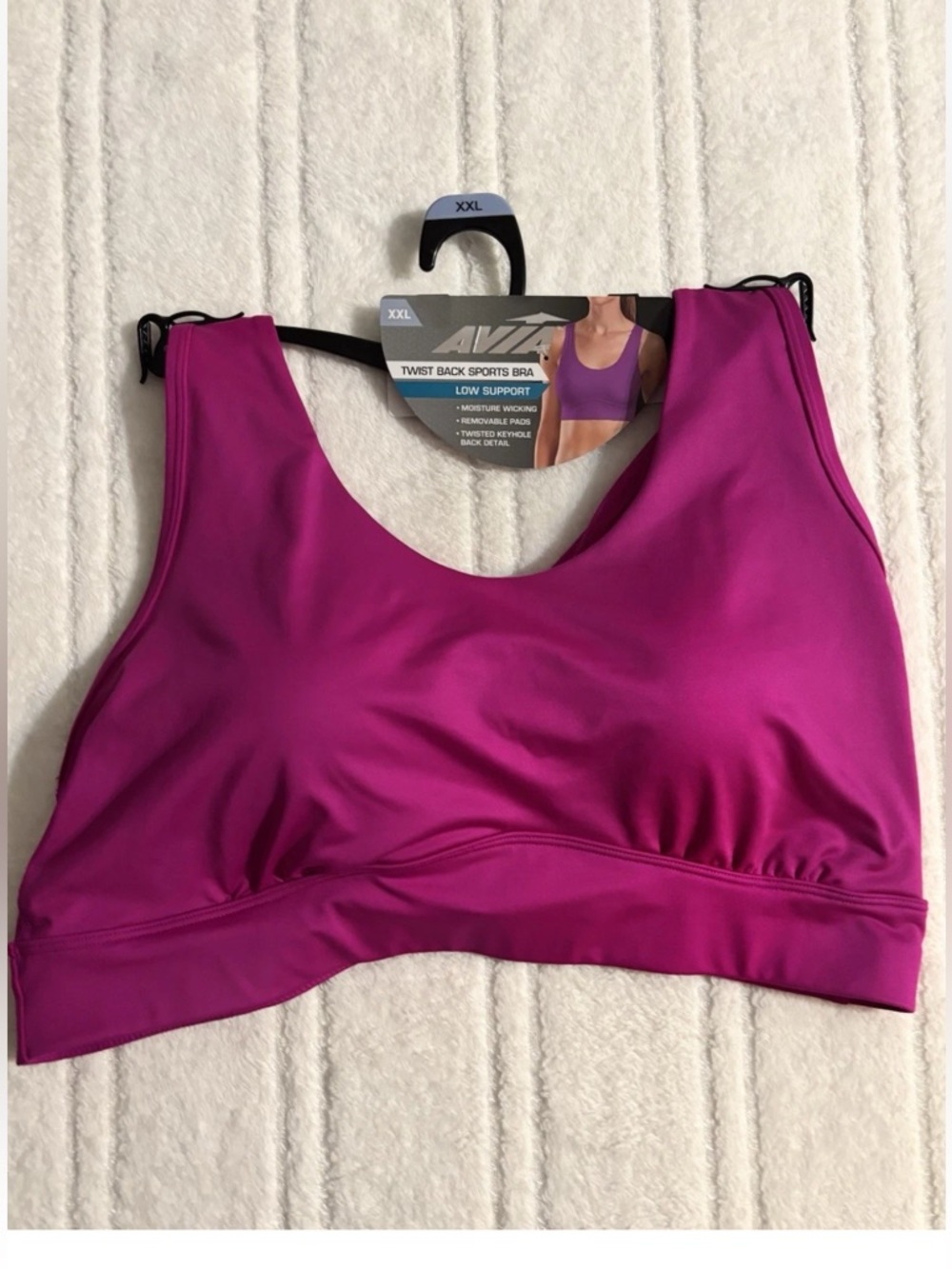 Womens Avia Purple Twisted Back Keyhole Low Support Sports Bra Size XXL
NWT